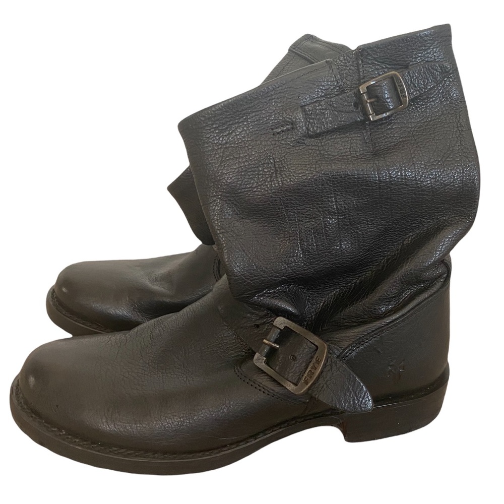 FRYE veronica slouch short boots black engineer motorcycle buckle sz 8 B